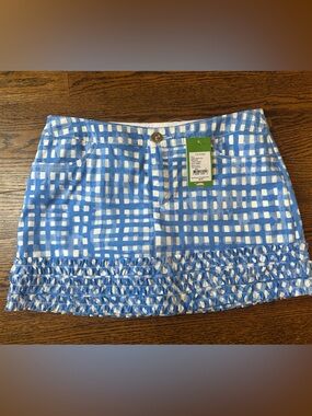Lilly Pulitzer NWT Size 4 Lorelei Skort. Blue and White Ruffle Hem Women's Skort